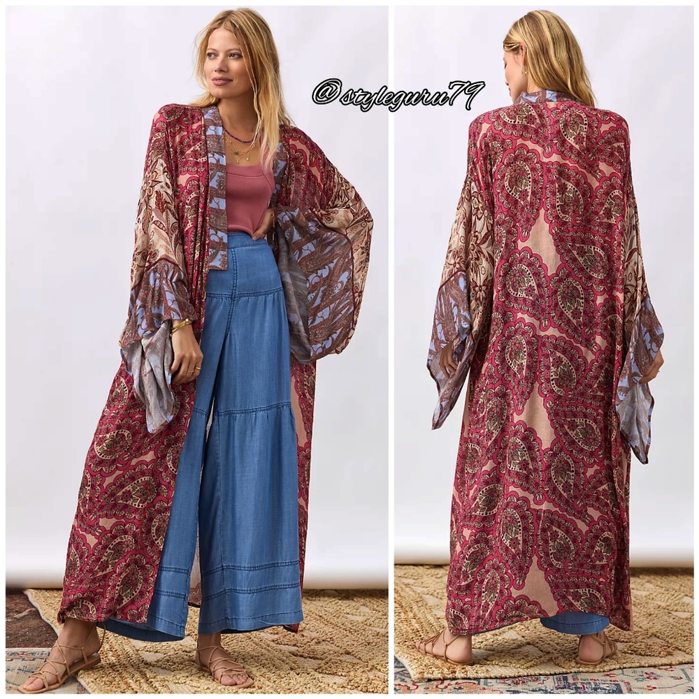 NWT, Anthropologie, Floral Swirl Cover-Up Kimono